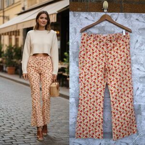QL2 Quelledue Italy Floral Cotton Trousers | Size IT 48 / US 12 European Summer